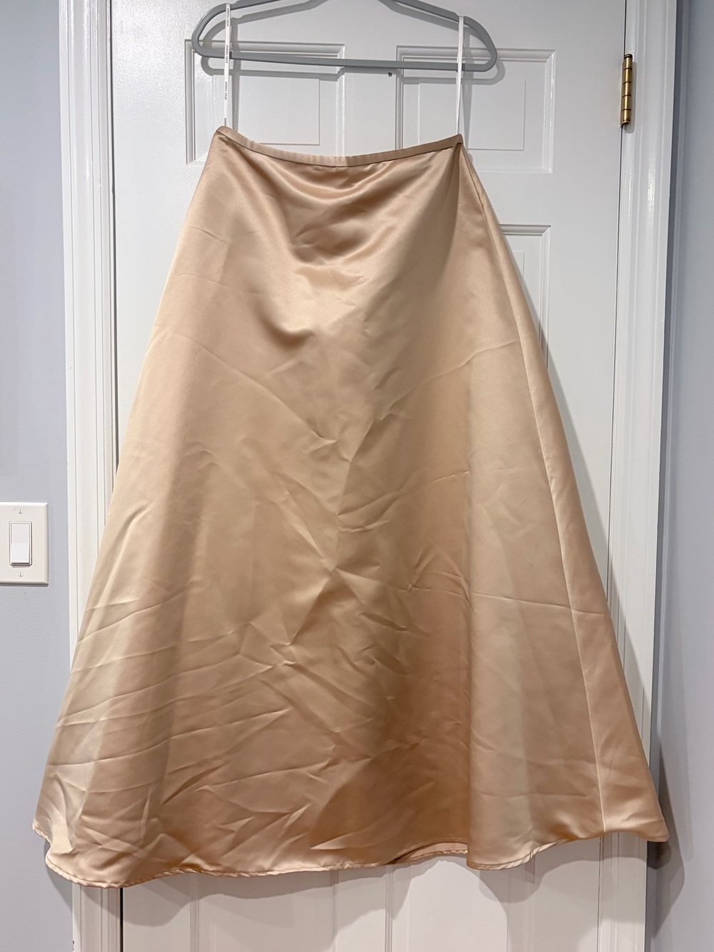 Donna Gray Champagne Satin A-Line Maxi Skirt Size 14